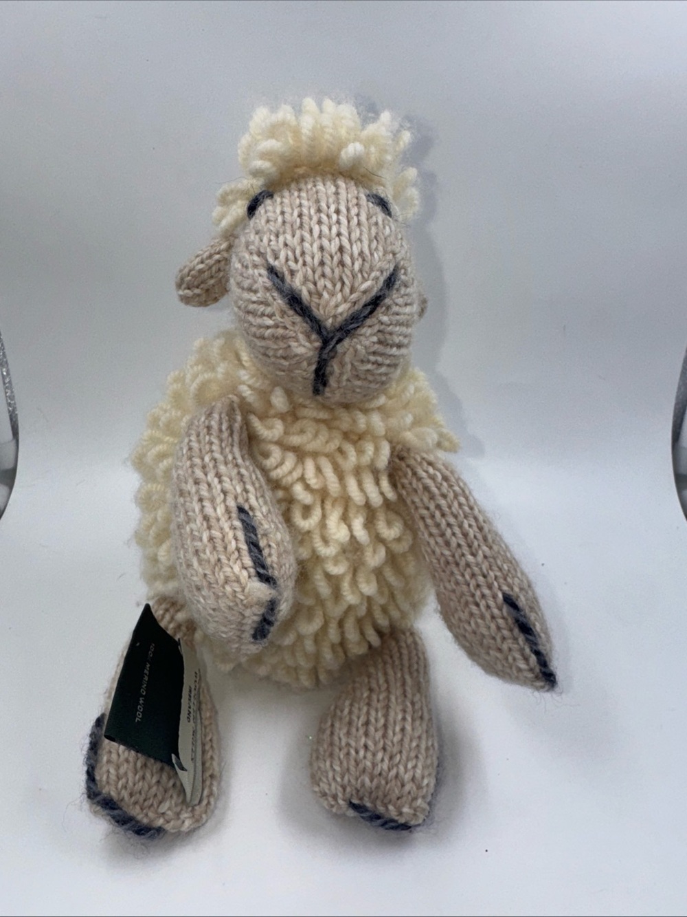 BLARNEY WOOLLEN MILLS Ireland 8" Lamb Plush Toy 100% Merino Tan & Cream